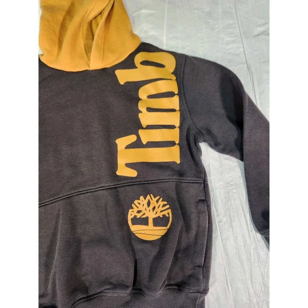 Timberland Kids Boy's Black Tan Fleece Logo Hoodie Sweater Medium 10/12 10 12